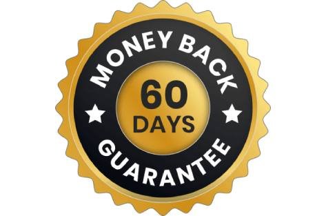 Sixty day money back guarantee offering a risk free purchasing decision