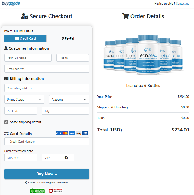 Leanotox Order Page